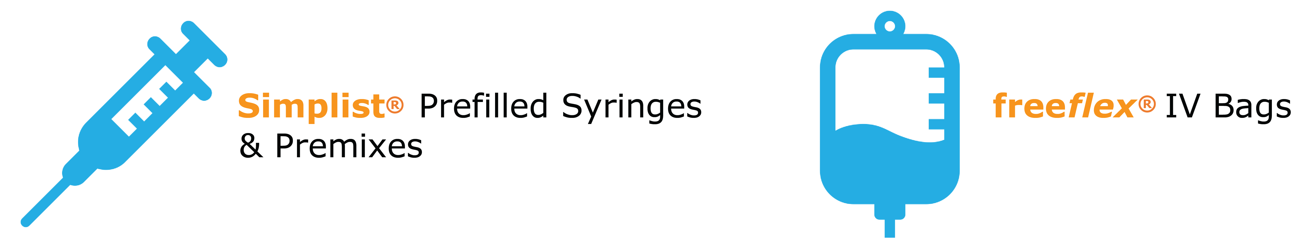Simplist prefilled syringes Freeflex IV bags